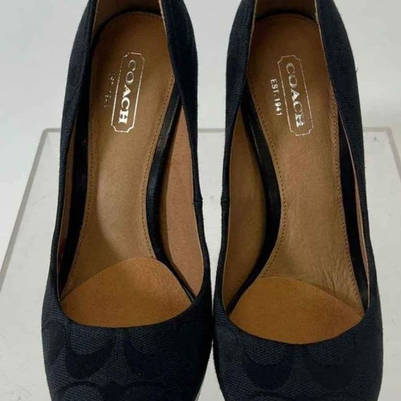 NEW Coach Designer Black Monogram Signature High Heel Pump Stiletto 5.5 - Picture 1 of 8